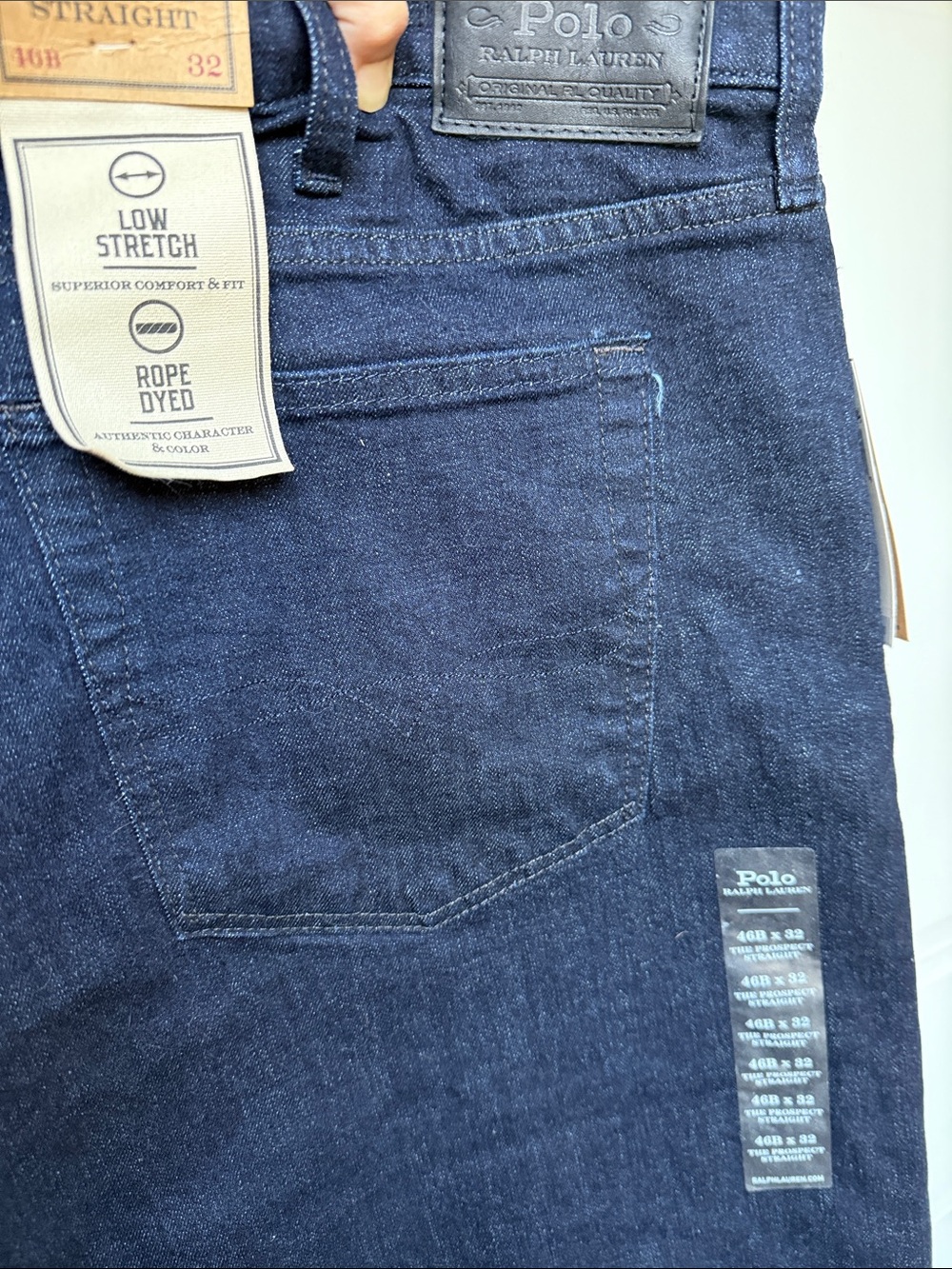 NEW! Polo by Ralph Lauren Prospect Straight DARK Blue Jeans 46B x 32